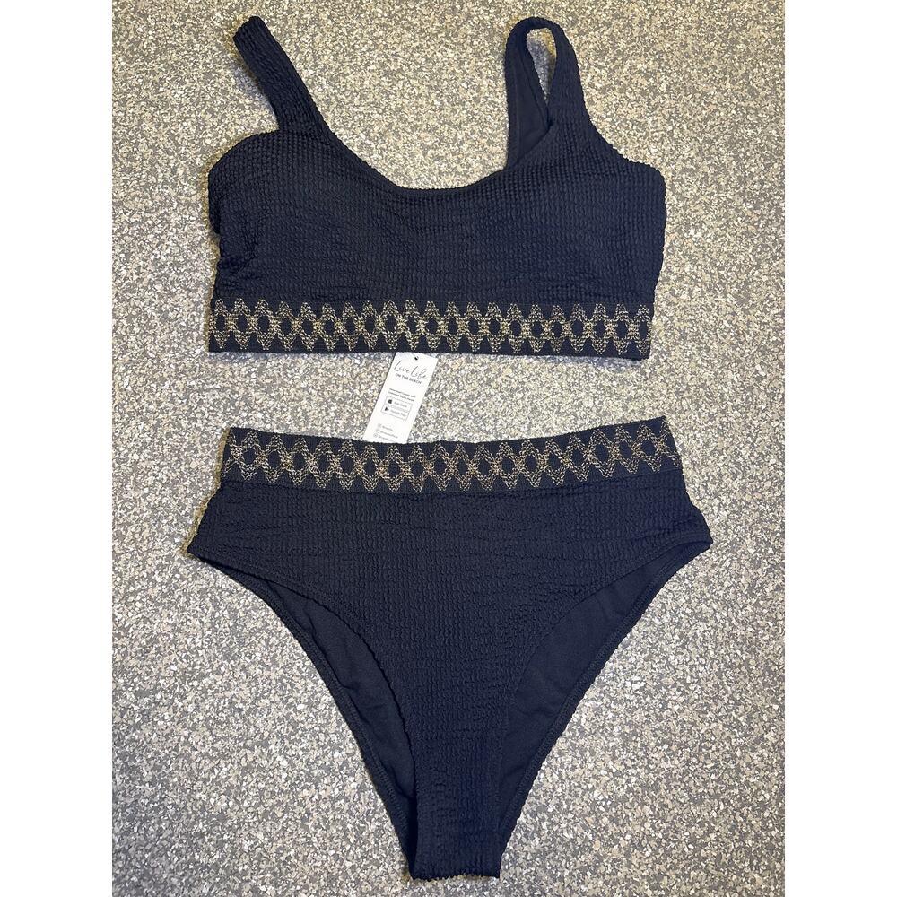 Black and Gold Tank Top Bikini Size L